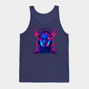 Retro Synth Succubus DJ Demon Tee Tank Top